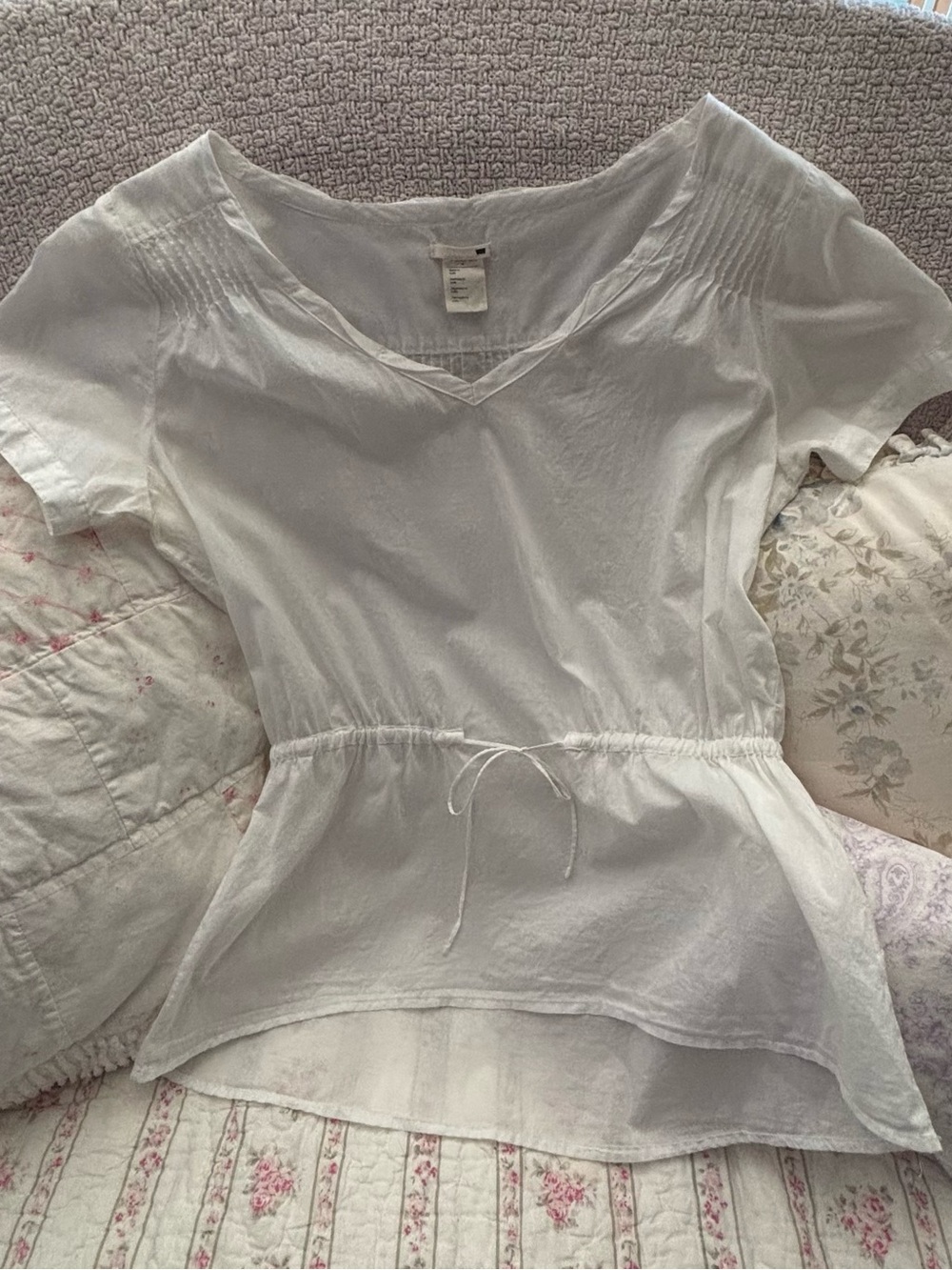 White Womens Short Sleeve Peplum Top - Brand: